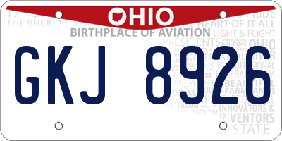 OH license plate GKJ8926