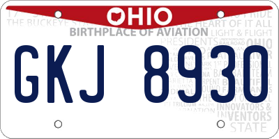 OH license plate GKJ8930