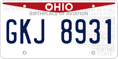 OH license plate GKJ8931