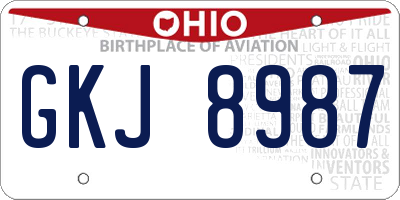 OH license plate GKJ8987