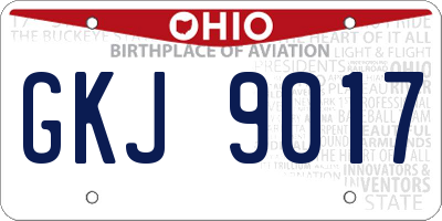 OH license plate GKJ9017