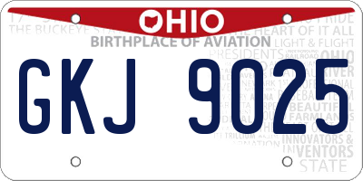 OH license plate GKJ9025