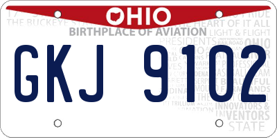 OH license plate GKJ9102