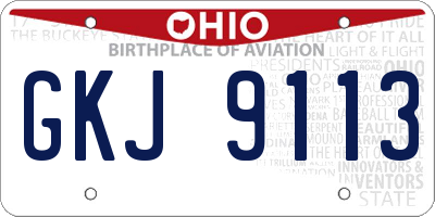 OH license plate GKJ9113