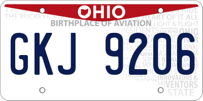 OH license plate GKJ9206
