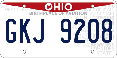 OH license plate GKJ9208