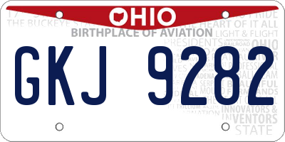 OH license plate GKJ9282
