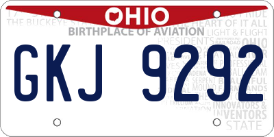 OH license plate GKJ9292