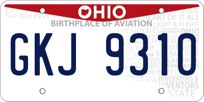 OH license plate GKJ9310