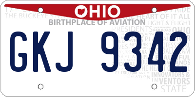 OH license plate GKJ9342