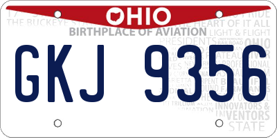 OH license plate GKJ9356