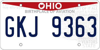 OH license plate GKJ9363
