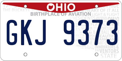 OH license plate GKJ9373