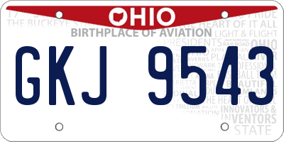 OH license plate GKJ9543