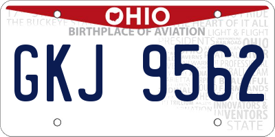 OH license plate GKJ9562