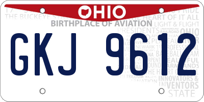 OH license plate GKJ9612