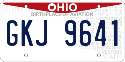 OH license plate GKJ9641