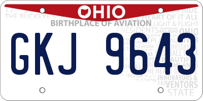 OH license plate GKJ9643