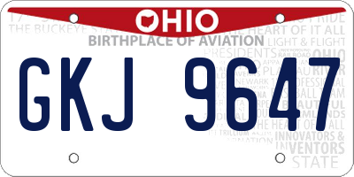 OH license plate GKJ9647