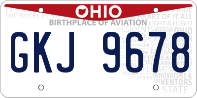 OH license plate GKJ9678