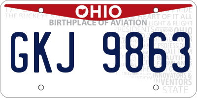 OH license plate GKJ9863