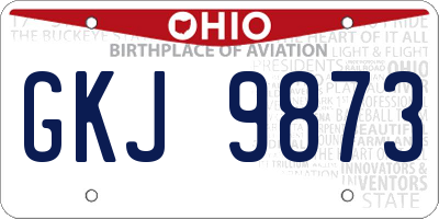 OH license plate GKJ9873
