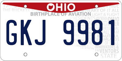 OH license plate GKJ9981