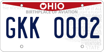 OH license plate GKK0002