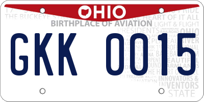 OH license plate GKK0015