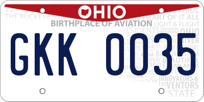 OH license plate GKK0035