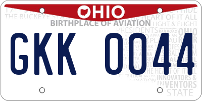 OH license plate GKK0044