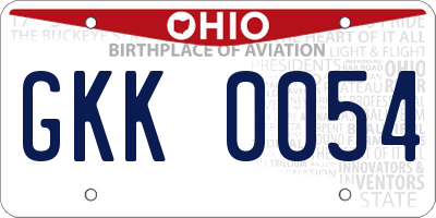 OH license plate GKK0054