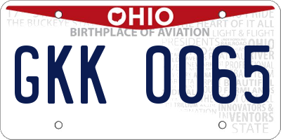 OH license plate GKK0065