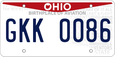 OH license plate GKK0086