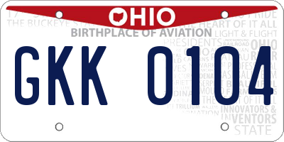 OH license plate GKK0104