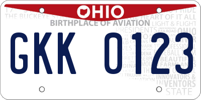 OH license plate GKK0123