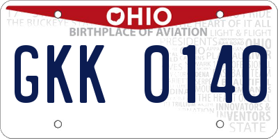 OH license plate GKK0140