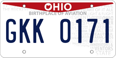 OH license plate GKK0171