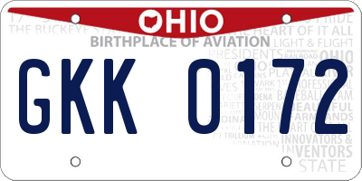 OH license plate GKK0172