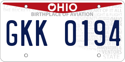 OH license plate GKK0194