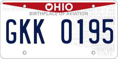 OH license plate GKK0195