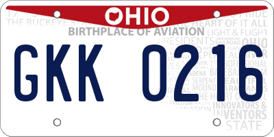 OH license plate GKK0216