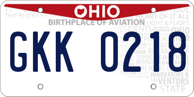 OH license plate GKK0218