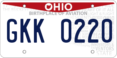 OH license plate GKK0220