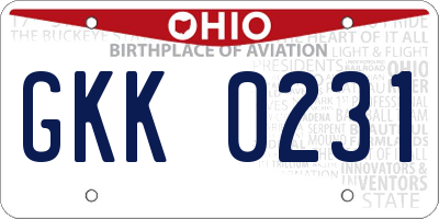 OH license plate GKK0231