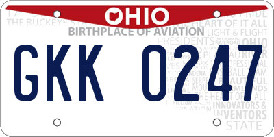 OH license plate GKK0247