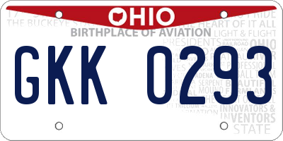 OH license plate GKK0293
