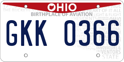 OH license plate GKK0366