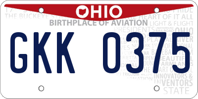 OH license plate GKK0375