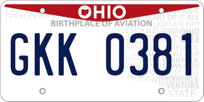 OH license plate GKK0381